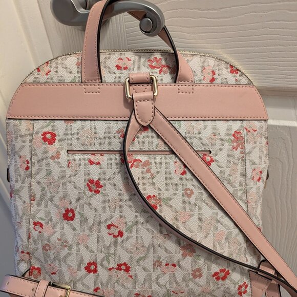 Michael Kors Spring Flowers Monogram Leather Backpack, Pink (NWOT)